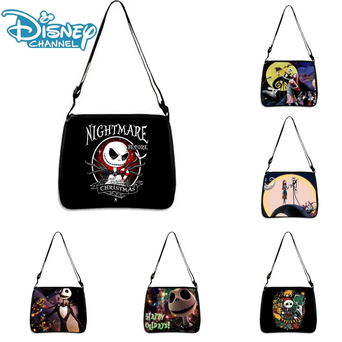 

Disney Christmas Eve Horror Crossbody Bag Waterproof Schoolbag Animation Peripheral Wear-resistant Children School Bag Gifts