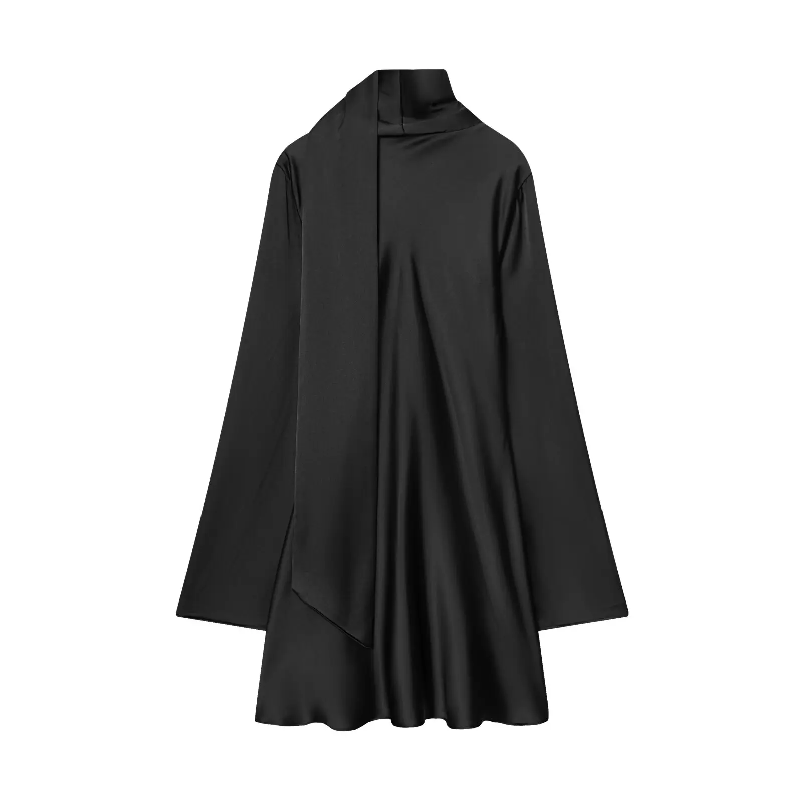 Ele Zijde Satijn Sjaal Dr Design Herfst Nieuwe Sle Dames Faion Casual Straight Cut Lang Sve V-Ne Polyestervezel