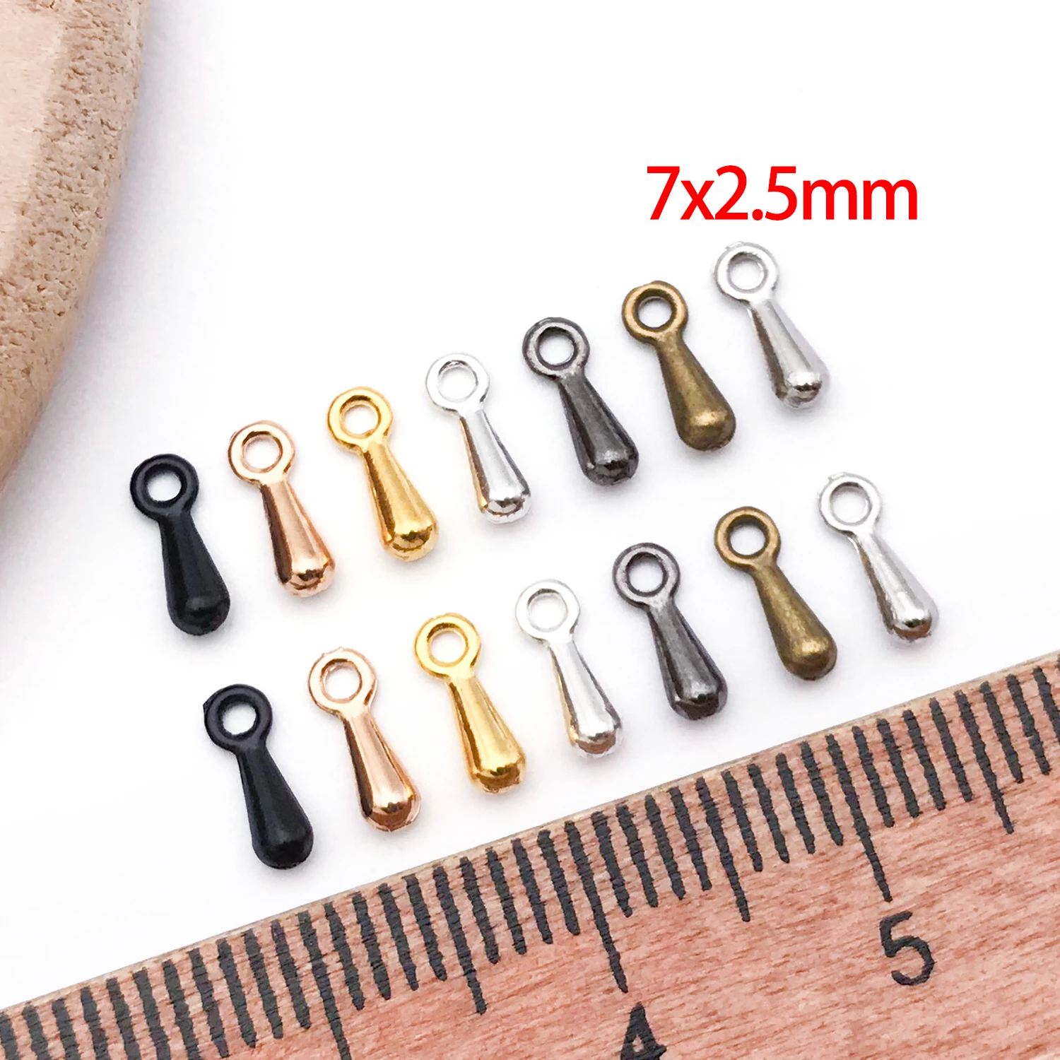 100pcs Water Droplets Cord Charms End Beads Connector Chain Extension Tail Pendants Bracelet Necklace Jewelry Making Accessories image 2