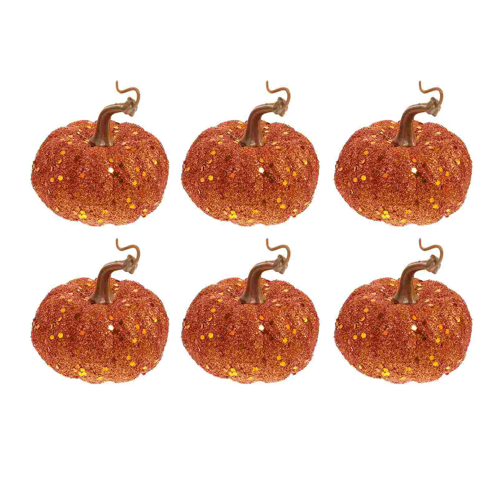 6 Pcs Simulation Foam Pumpkin Glitter Ornament Fall Decor Lantern Foams Decorations Pumpkins Pendant Artificial Sequins Fake