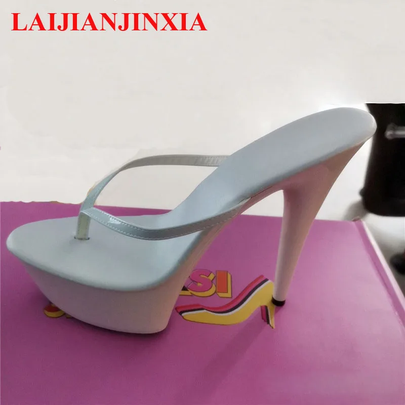 

Fashionable 15-20cm tall princess slipper, sexy nightclub high heel is baked lacquer Pole dancing shoes