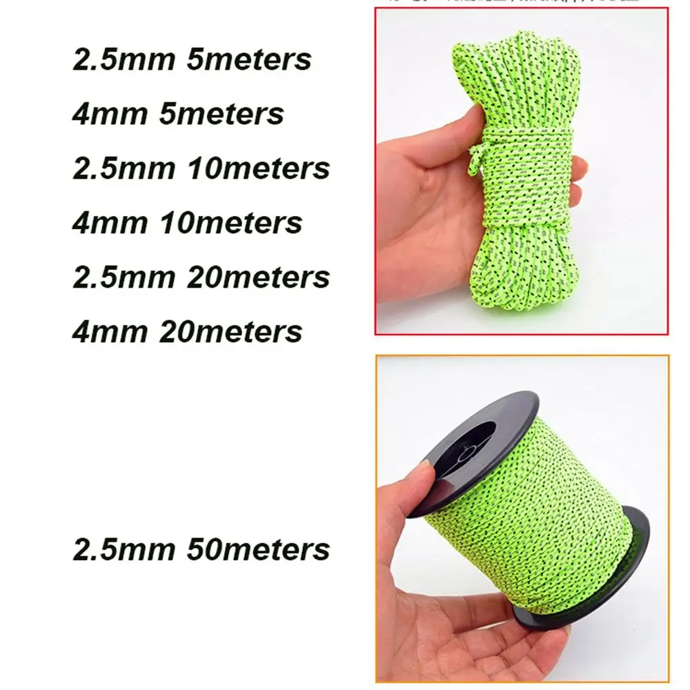 5/10/20/100M Reflective Tent Rope Nylon Line Cord Rescue String Paracord Rope Outdoor Camping Hiking Tent Accessory 2.5/4mm view 6