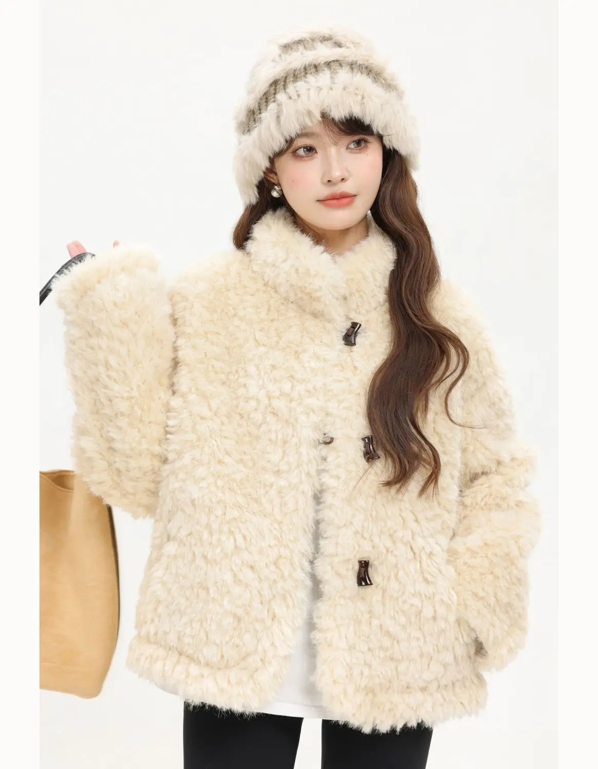 

Lamb Wool Jacket European Style Woman Grey Autumn Collection Fall Season Design Transitional Weather Appropriate Seasonal Ladies