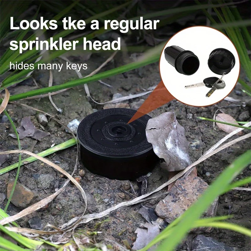 2 قطعة مفتاح حديقة مخفي جودة عالية من البلاستيك واقعية تحت الأرض مسقاة خزانة بمفتاح لأمن الفناء في الهواء الطلق