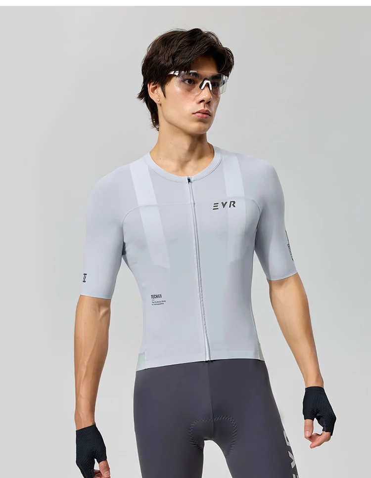 EVR Pro Sommer Herren-Radtrikot Kurzarm Schnelltrocknend Atmungsaktiv Durchgehender Reißverschluss Rennrad-Oberteil Hochelastisches Radtrikot – Detail 14