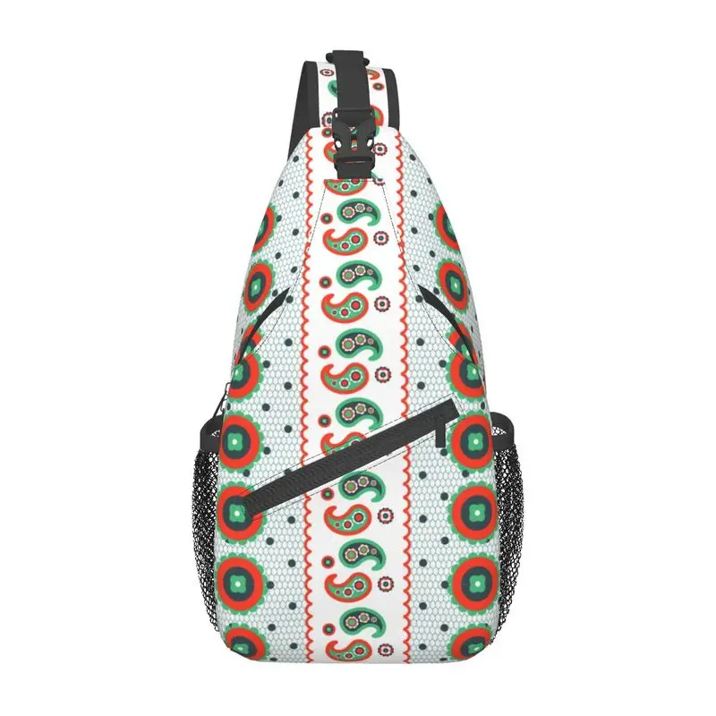 Cool Lace Dotted Paisley Pattern Sling Crossbody Backpack Men Boho Bohemian Shoulder Chest Bag for Hiking