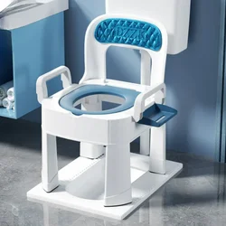 Height Adjustable Portable Elderly Toilet: Anti-Rollover Commode Chair, Non-Slip Leather Backrest for Maternity Squat Seat