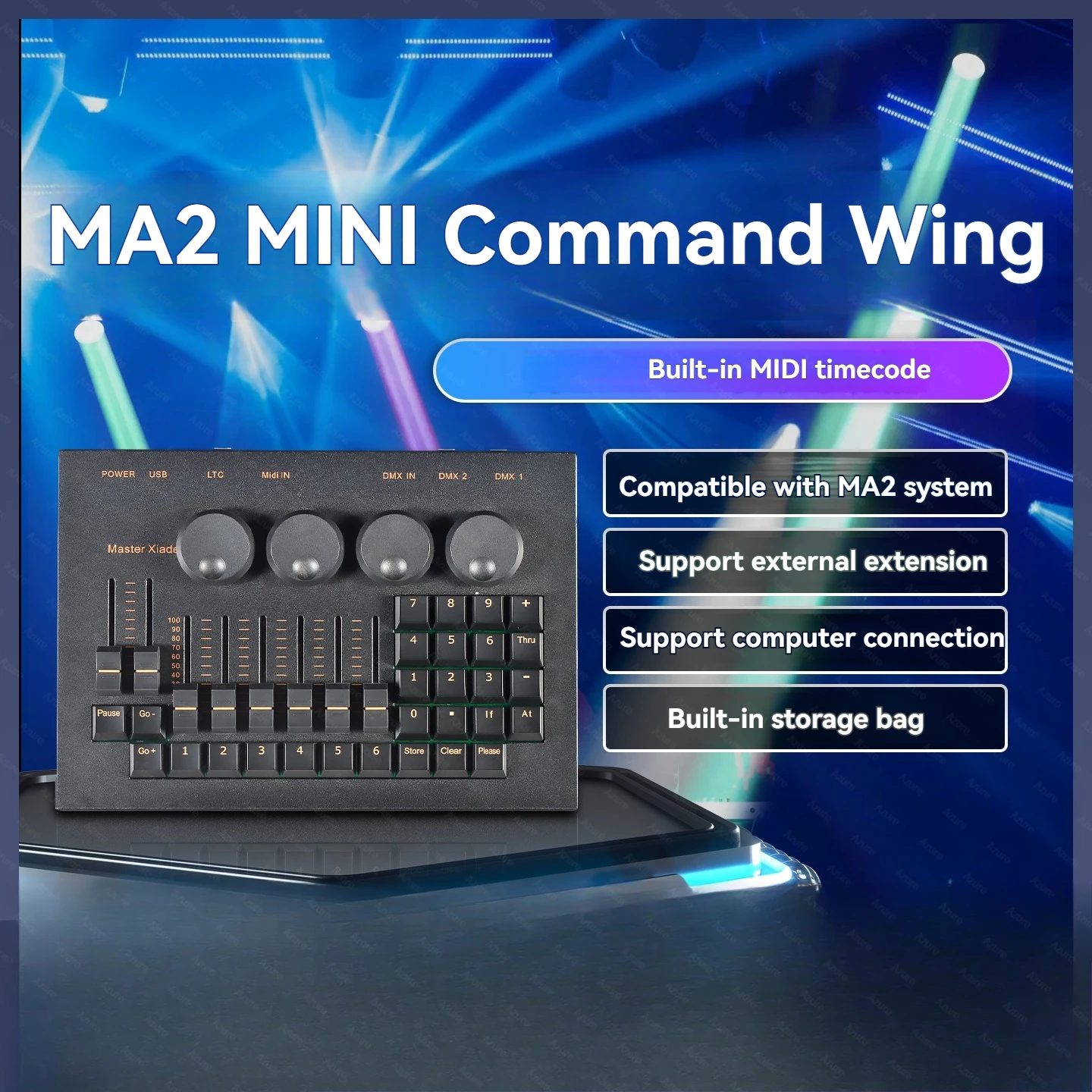 New Mini Command Wing Lighting Controller MA2 Version Software Stage Party On PC DMX Console Dj Disco Wedding Lights USB Power