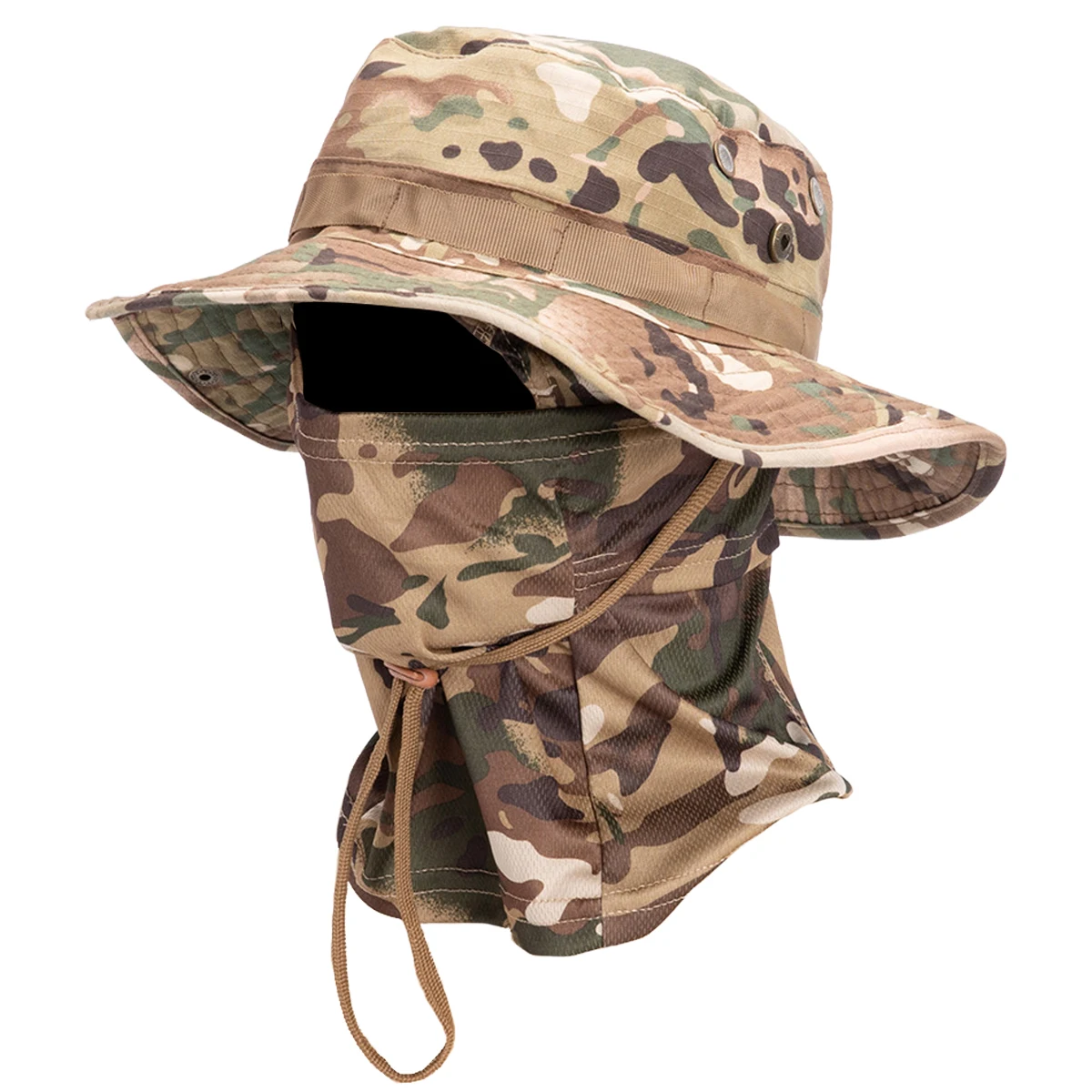 2Pcs/Set Wide-brimmed Hat Balaclava Mixed Set Men Sunscreen Boonie Cap Outdoors Hiking Camping Fishing Hat Sun Hat Fisherman Hat