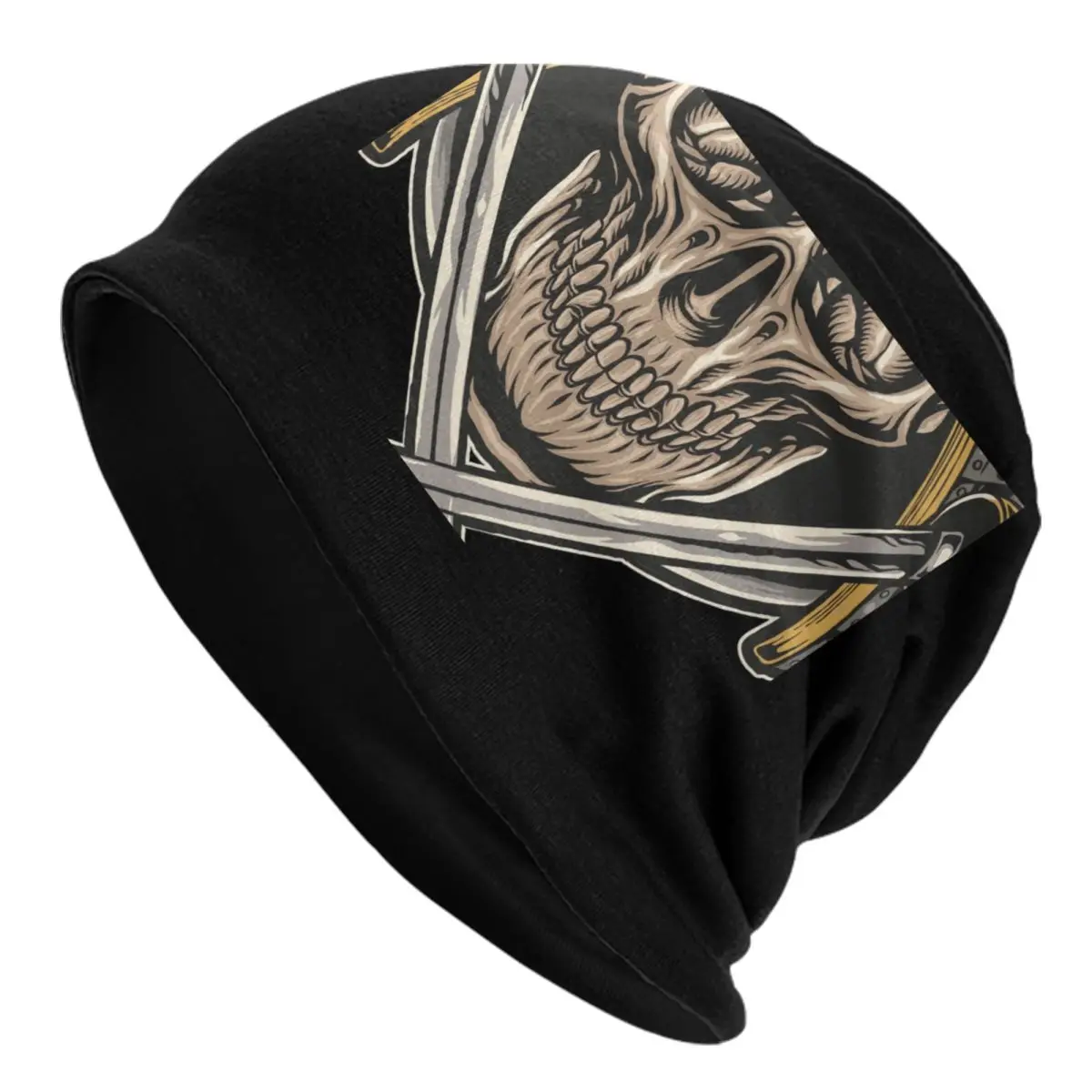 

Custom Skull With Samurai Armour Bonnet Hat Knitted Hat Men Women Fashion Adult Demon Oni Warm Winter Skullies Beanies Caps