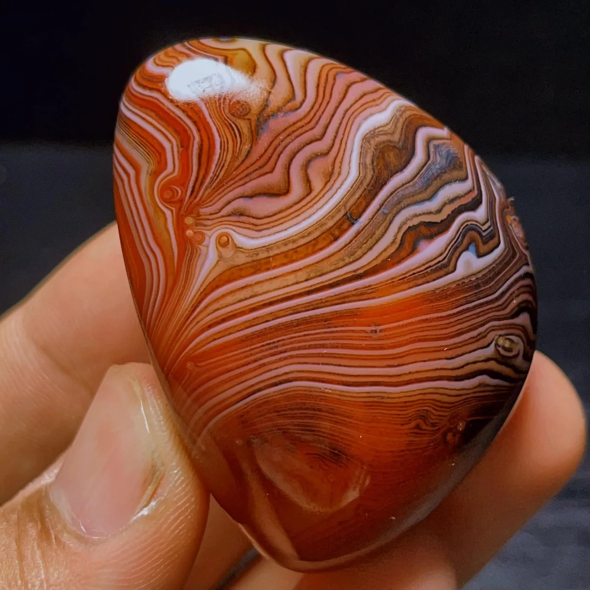 Banded Pattern Banded Agate Palm Stone, Polished Tumbled, Multi Color, Desk Decor, Natural Stone, Crystal Collection