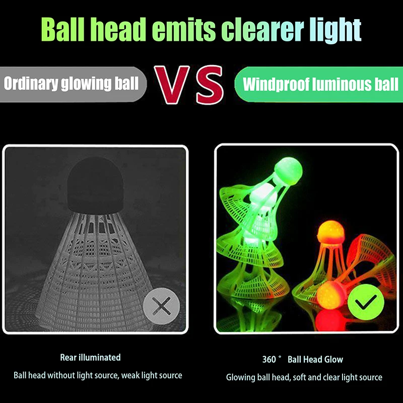 Nylonowe wiatroszczelne akcesoria do badmintona zewnętrznego Świecące akcesoria do badmintona Lotki fluorescencyjne Super odporna piłka do badmintona LED