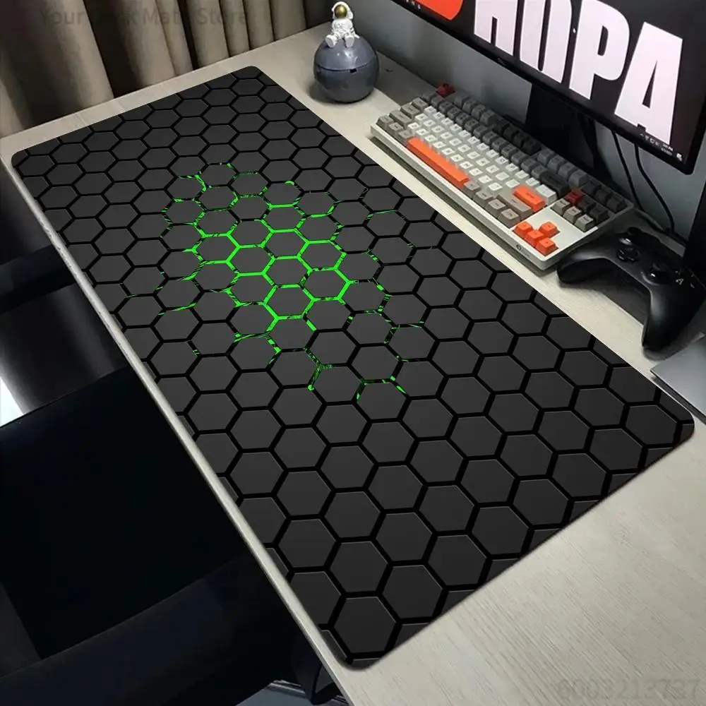 Modern Honeycomb Texture Desk Pad, Hexagon Geometric Large Non‑Slip Gaming Mouse Pad, Aesthetic Keyboard Mat for Home & Gaming