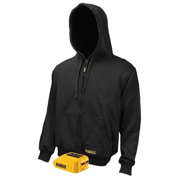 Men's Heated Hoodie, DCHJ067B, 3 Settings, Up to 7.5 hr Time, Zipper Closure, Black, Size L