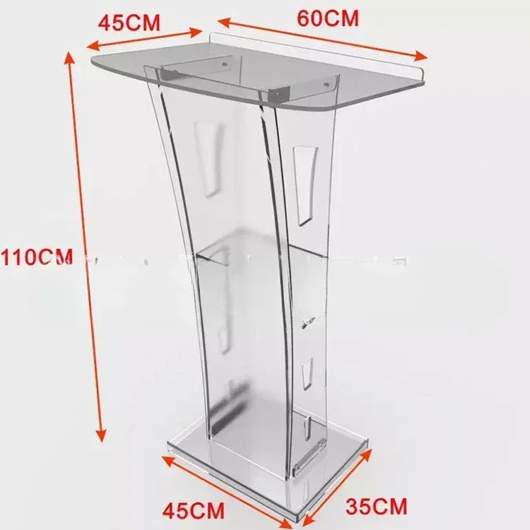 Acrylic transparent podium Multimedia speaker emcee podium Presiding over the meeting illuminated welcome platform