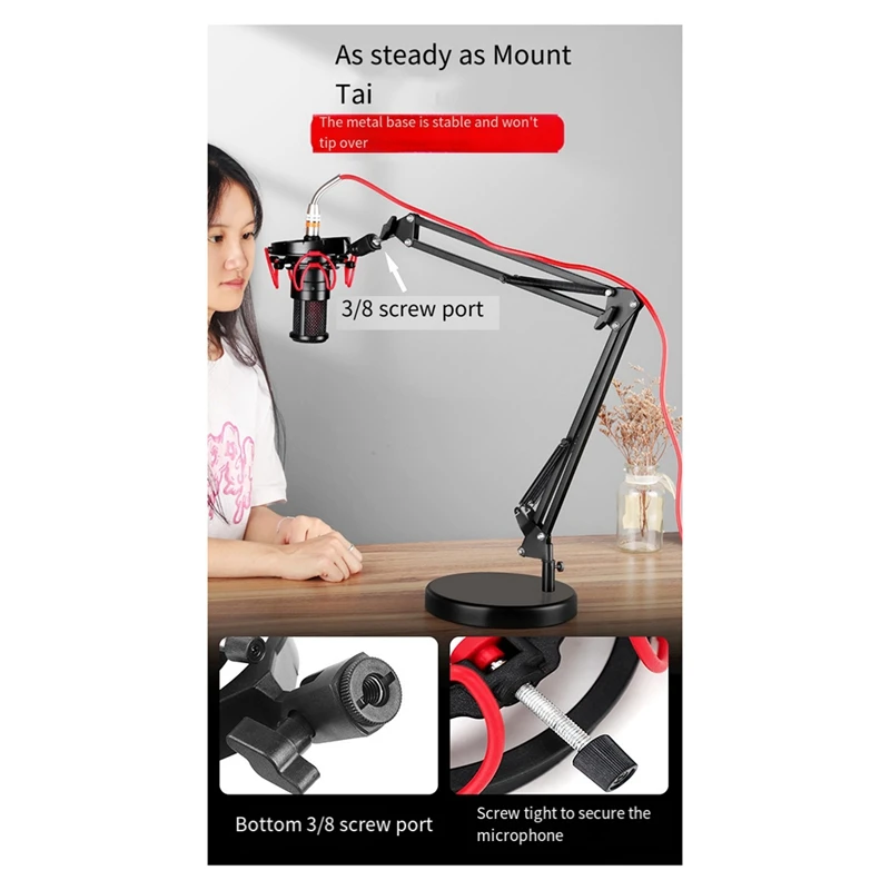 Universal Microphone Shock Mount Adjustable Microphone Stand For All Microphones Size At 18Mm-57Mm