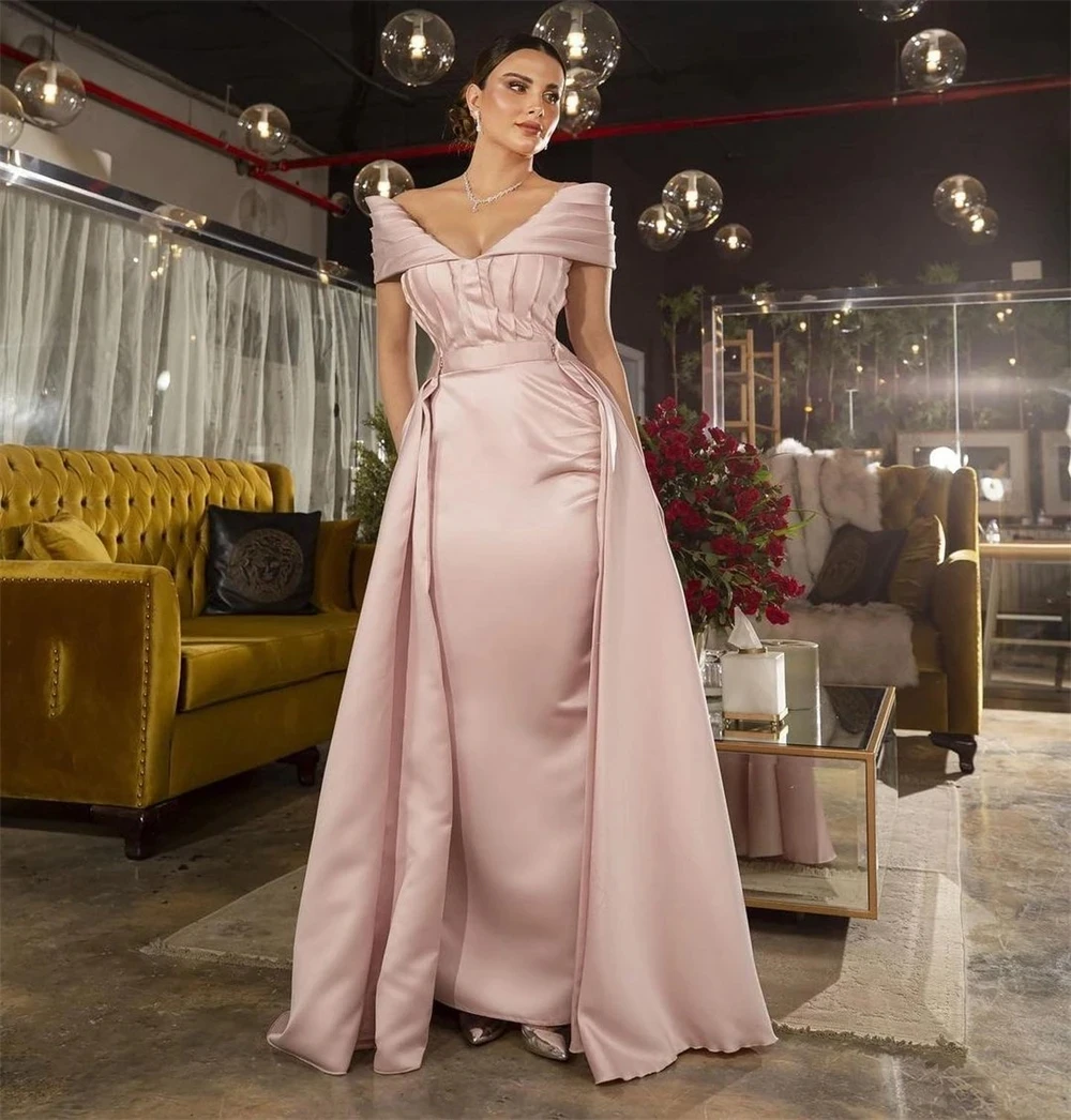 

Pink Formal Party Long Bespoke Occasion Gown Evening Dresses Pastrol Unisex Jersey Retro Dubai Saudi Arabic Prom Customized