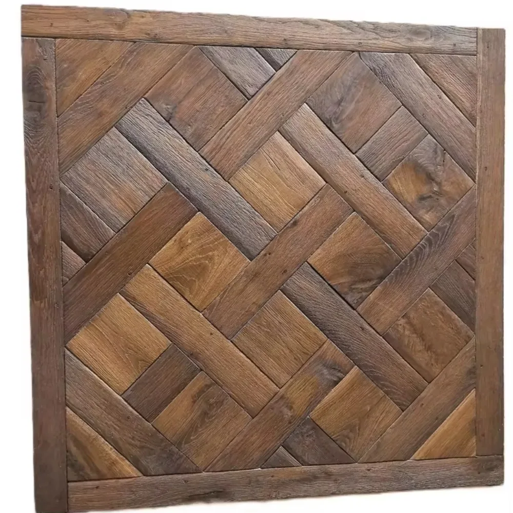 نسخة مخصصة من الباركيه مع مسامير خشبية 4 مم من قشرة البلوط العلوية ألواح هندسية للفيلات