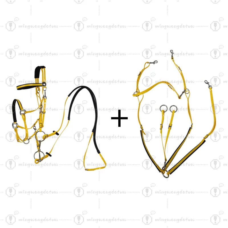 Horse Bridle Harness Set – PU Leather Headstall, Reins, Bit – Adjustable Equestrian Training Gear, Riding Accessories for Horses