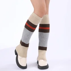 Wool Fabric Women Knitted Leg Warmers Maillard Color Matching Fashionable Retro Style Warm Daily Outing Gift First Choice