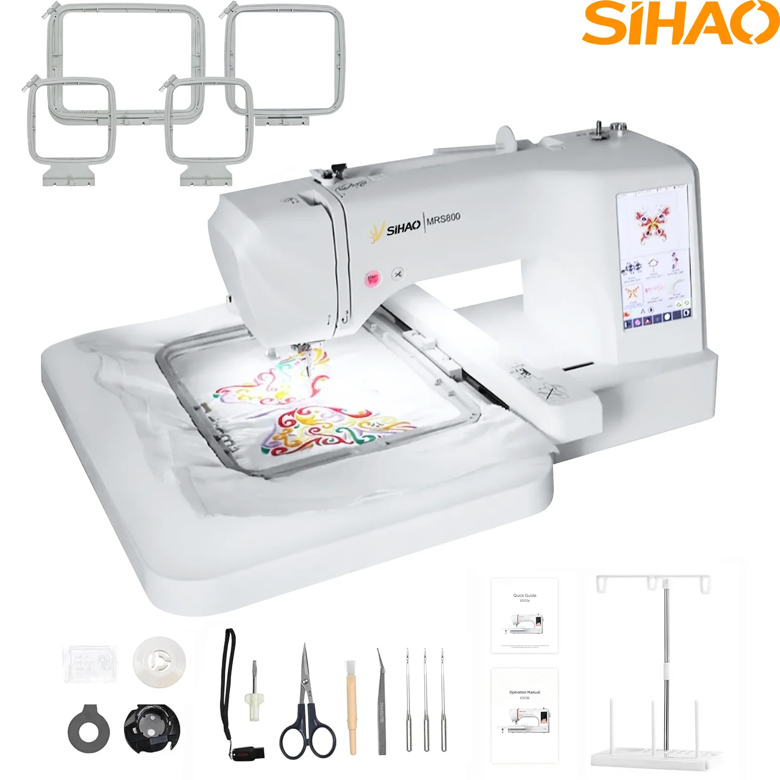 Computerized Embroidery Machine|SIHAO Embroidery Machine Multi-function Household Automatic Computerized LOGO MRS800 LCD Touch Screen Embroidery Machine Hoops