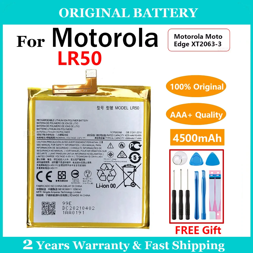 100% Original 4500mAh LR50 LR 50 Battery For Motorola MOTO Edge XT2063-3 Replacement Batteries Rechargeable Battery  + Free Tool