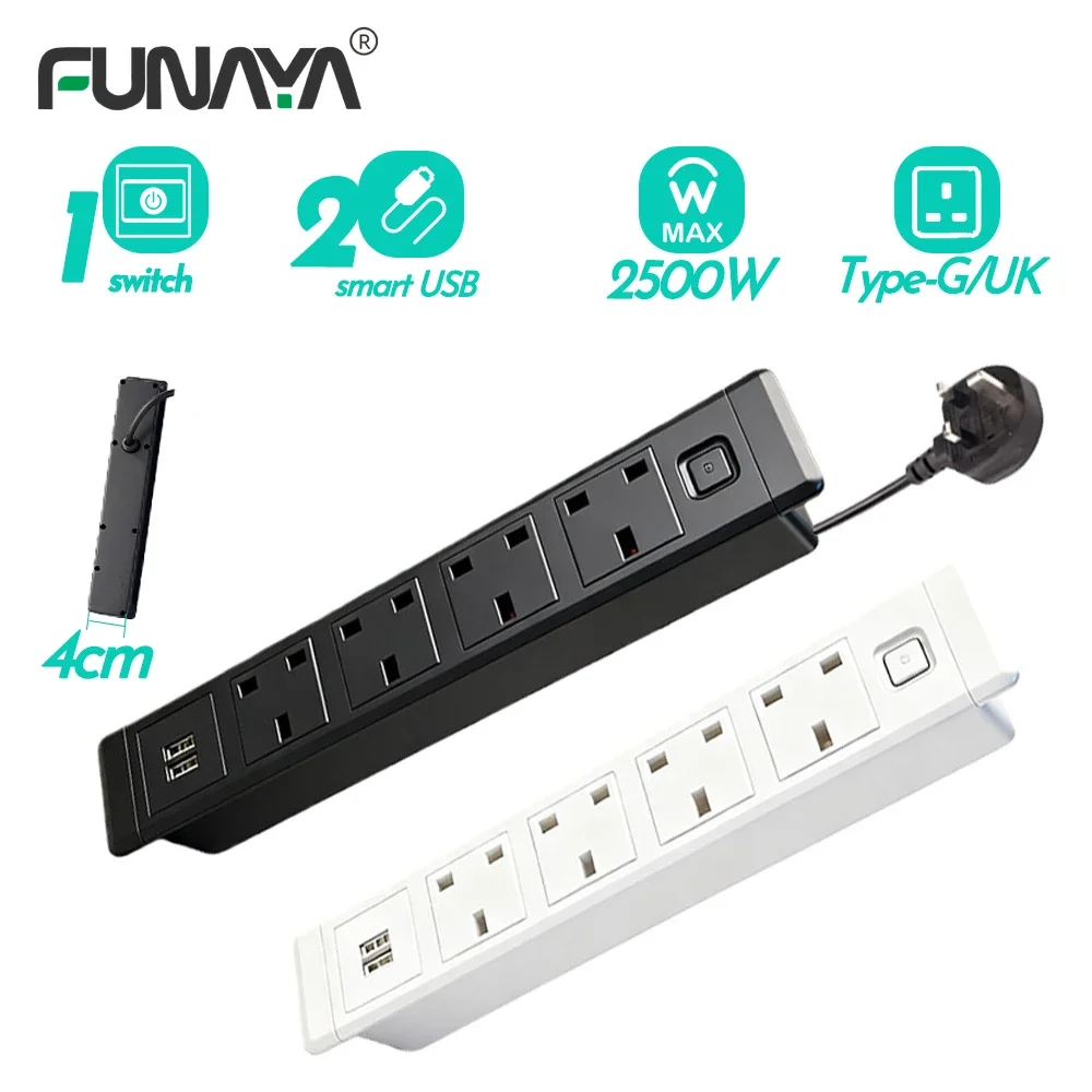 

FUNAYA Concealed Internal Embedded Socket UK SG MY Type-G Plug Power Supply Furniture Built-in Desktop Switch Extension Sockets