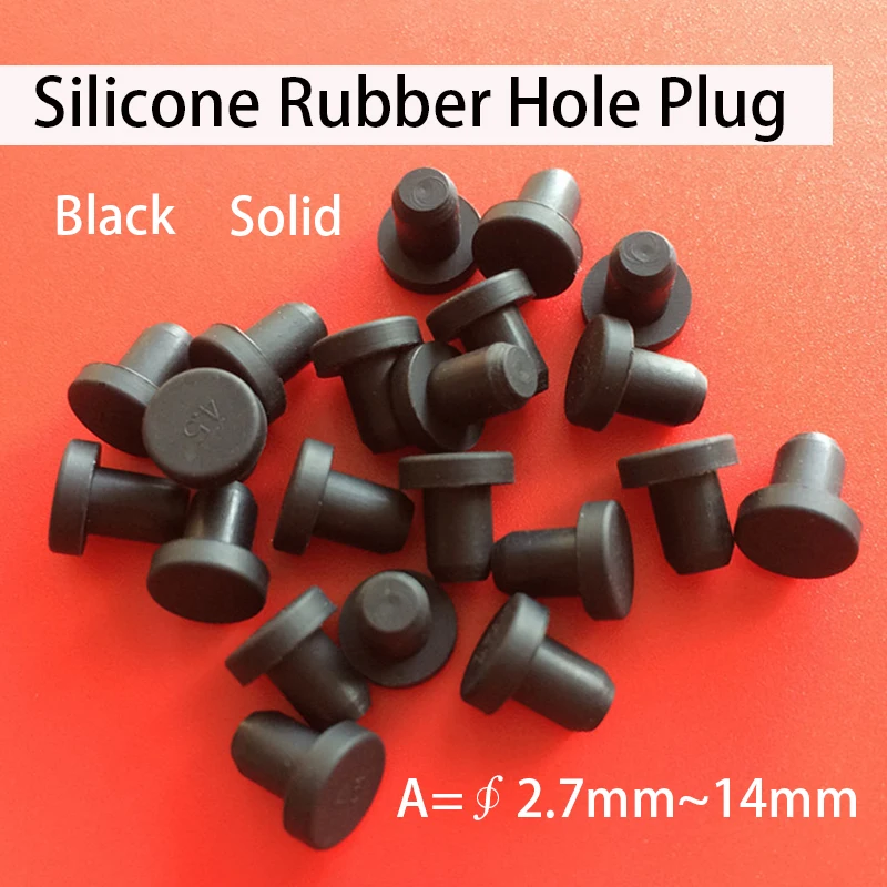 1-100 stks A =2.7 ~ 14mm Zwart T-type Stevige Siliconen Rubberen Plug Food Grade Rubberen Stop Afdichting Plug Stofdichte Rubberen Dop