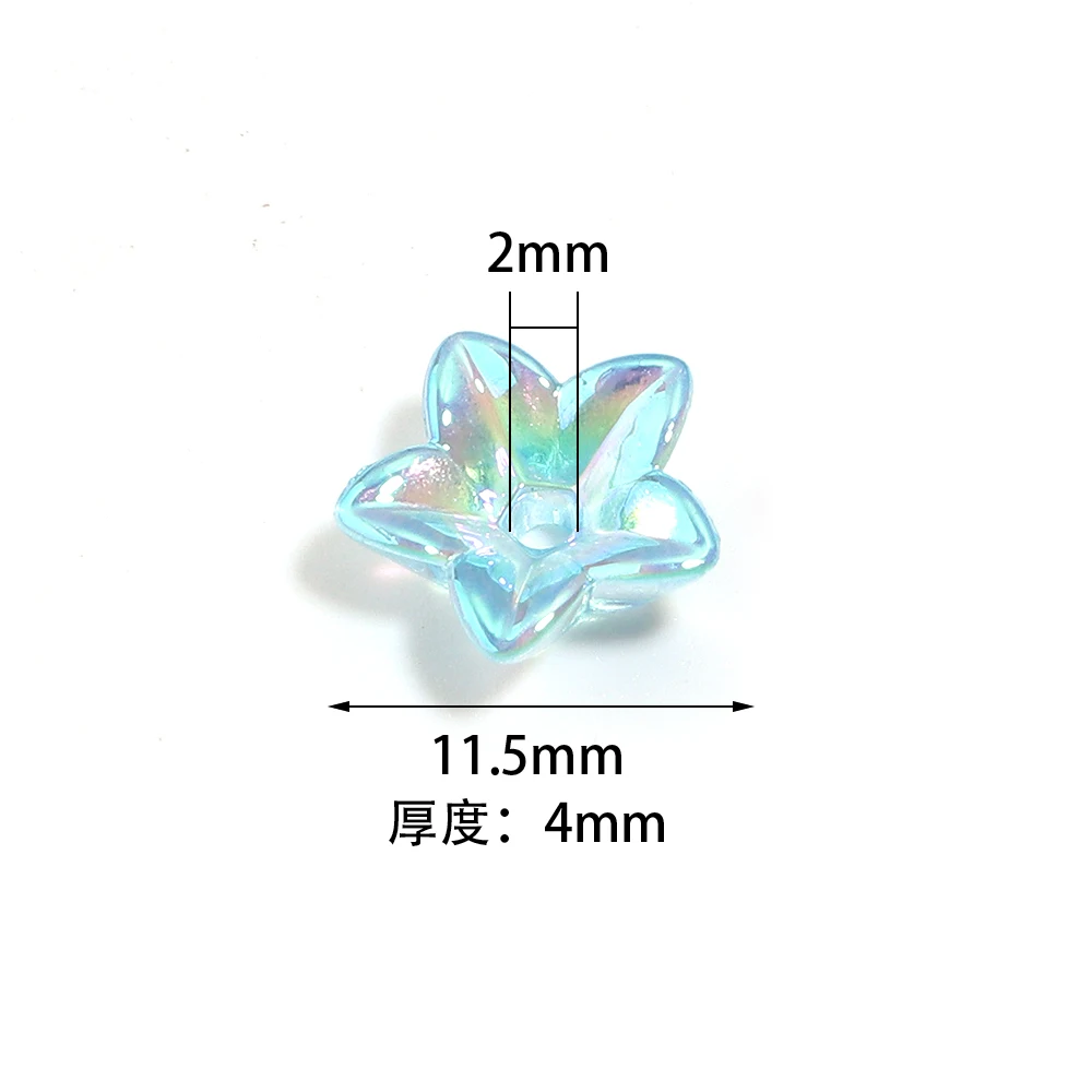 50pcs 11.5mm Plated Color Acrylic Five Petal Flower Beads Loose Spacer Beads For Jewelry Making DIY Necklace Bracelet Keychain