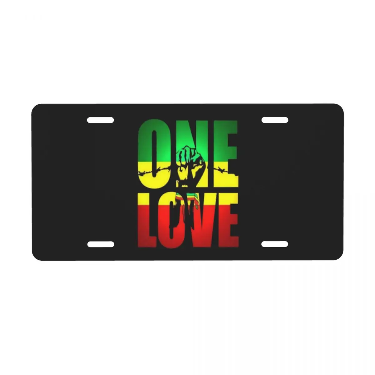 One Love Jamaica Reggae License Plate Personalized Decorative Car Front License Plate Cover Aluminum Vanity Tag 6x12 Inch