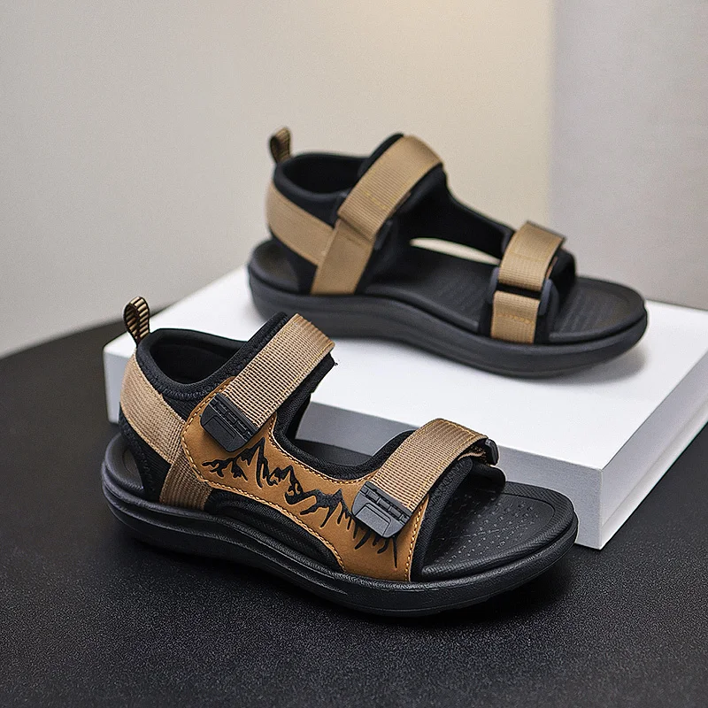 A pair of children's adjustable strap open-toe sports sandals, lightweight cushioned anti-slip daily slides MF-2505WS