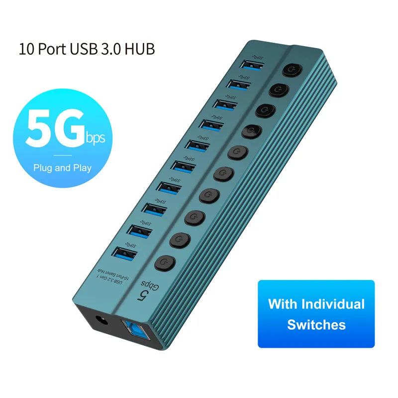 كابل تمديد USB متعدد الوظائف ، محطة توسعة الكمبيوتر ، محول USB ، محول الخائن ، 10 منافذ ، 5 جم #2