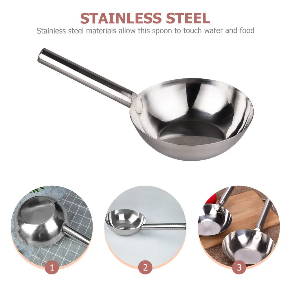 Heavy Duty Stainless Steel Water Ladle Thick Handle Integrated Molding Rustproof Water Scoop Spoon for Kitchen Restaurant Home