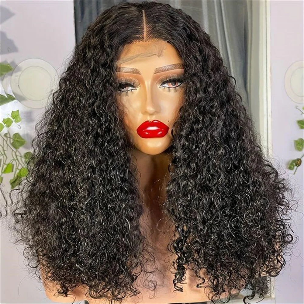 

180 Density 26 inch Long Soft Black Kinky Curly Preplucked Long Hair Wig For Women Natural Hairline Wig With Baby Hair Glueless