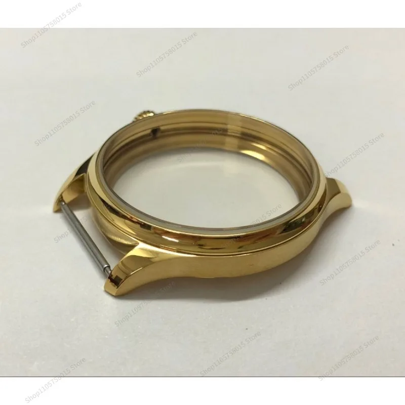 FOR 44 Pilot 316L Stainless Steel Thickened Electroplated 18K Gold Case Fits ETA6497/6498 Hand Rolled Movement