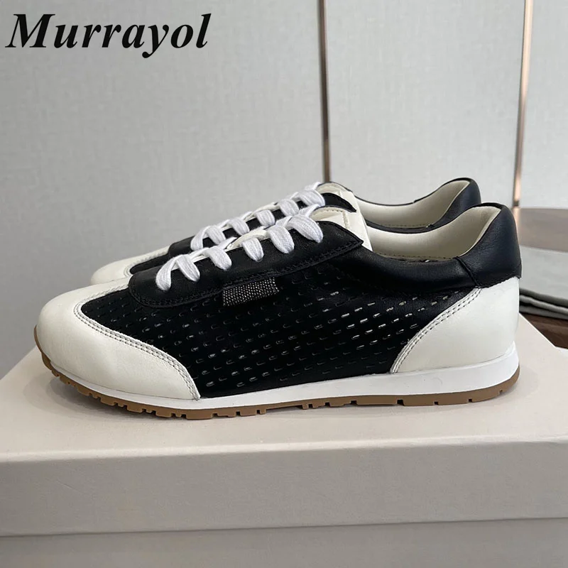 Casual Shoes Women Scolor Blocked Breathable Lace Up Round Toe Sneakers Spring Autumn Versatile Flat Shoes Running Shoes 2026