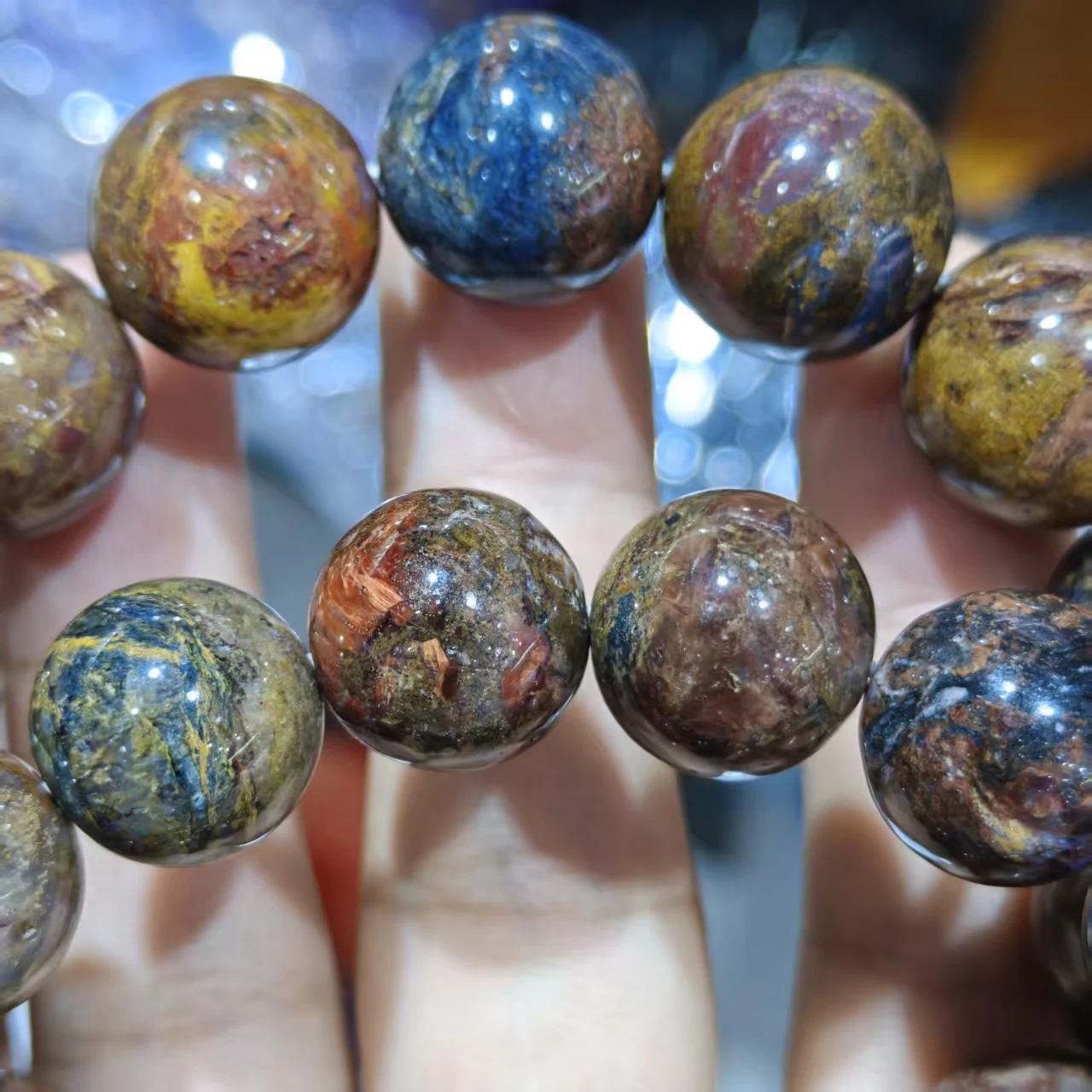 Natürliche, farbenfrohe Pietersite-Quarz-Perlen in AAA-Qualität, glatt, rund, lose Perlen für die Schmuckherstellung, Design-Armband, elastisches Seil, handgefertigter Schmuck – Detail 3