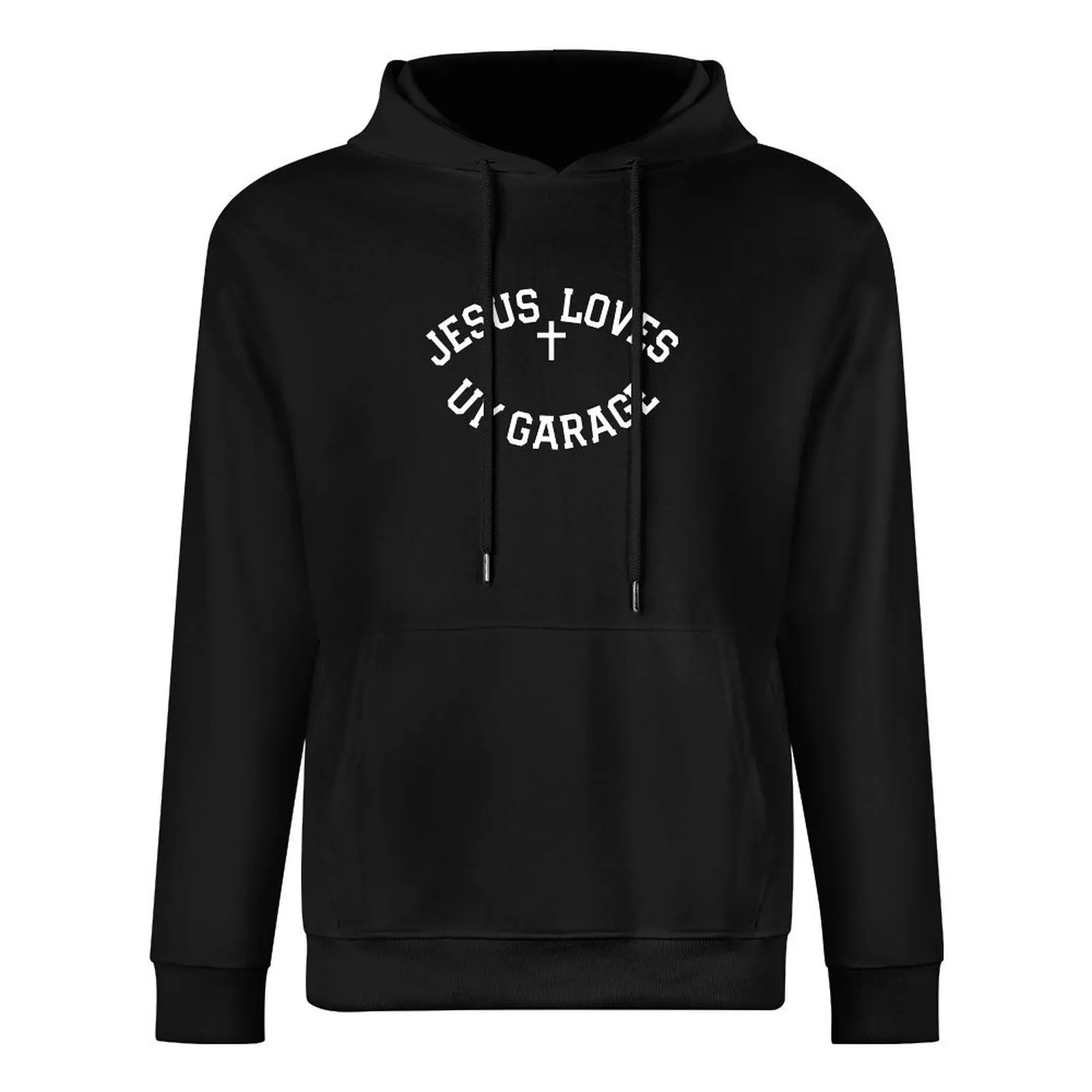 Jesus Loves UK Garage Slogan - Zwarte Pullover Hoodie herenkleding heren sweatshirt blouse herfst heren hoodie