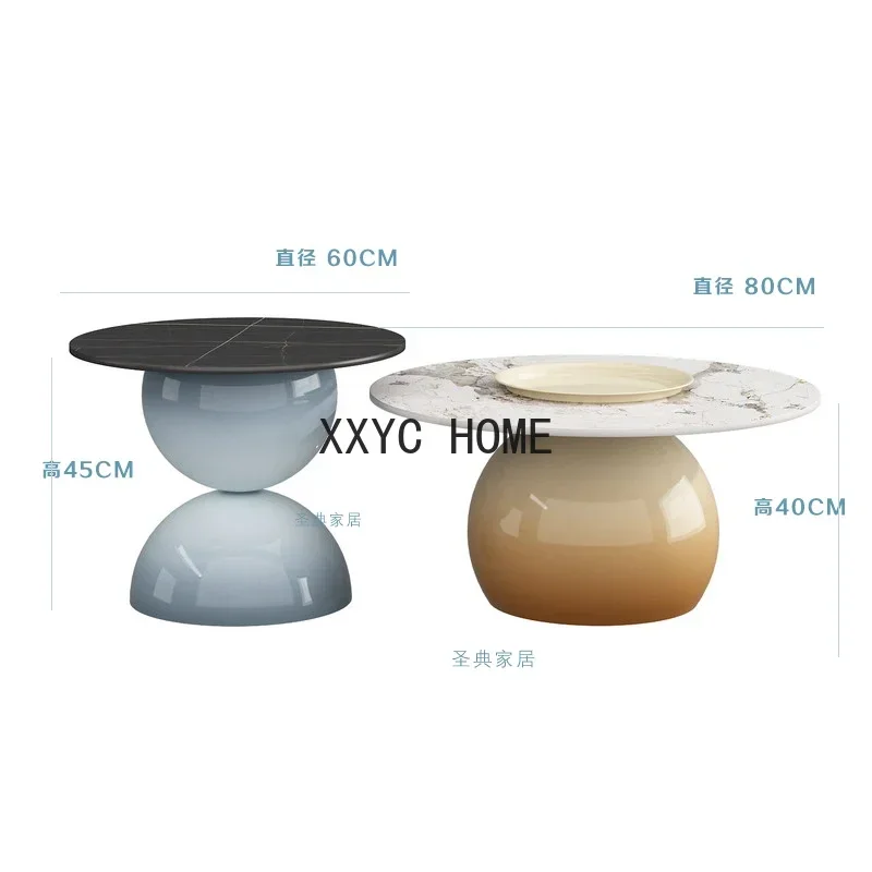 

Stone Plate Coffee Table Modern Simple Small Apartment Creative Living Room Home Side Table Light Luxury Cream Style Sofa Table