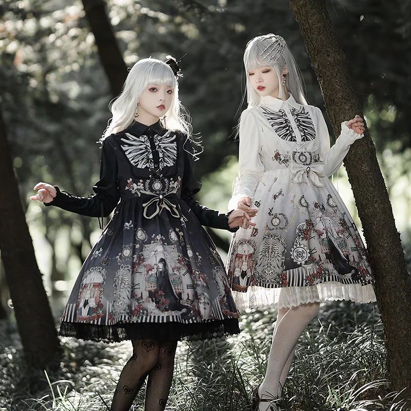 

Gothic Lolita Dress Black Fairy Tale JSK Dark Black Twin Lolita