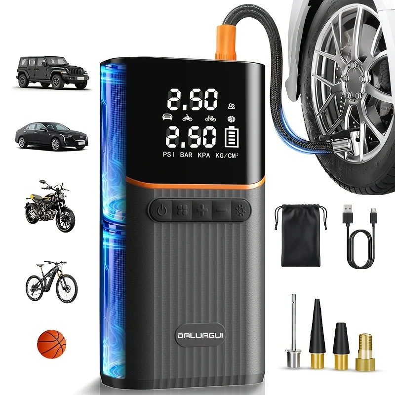 A Portable Car Emergency Start Power Supply, 6000mAh Large Capacity Battery, 150PSI, Dual Safety Protection, Lightweight And Dual Function, Lighting, Fast Inflation, Preferred Halloween/Christmas Gift, Essential for Outdoor Travel And Camping view 3