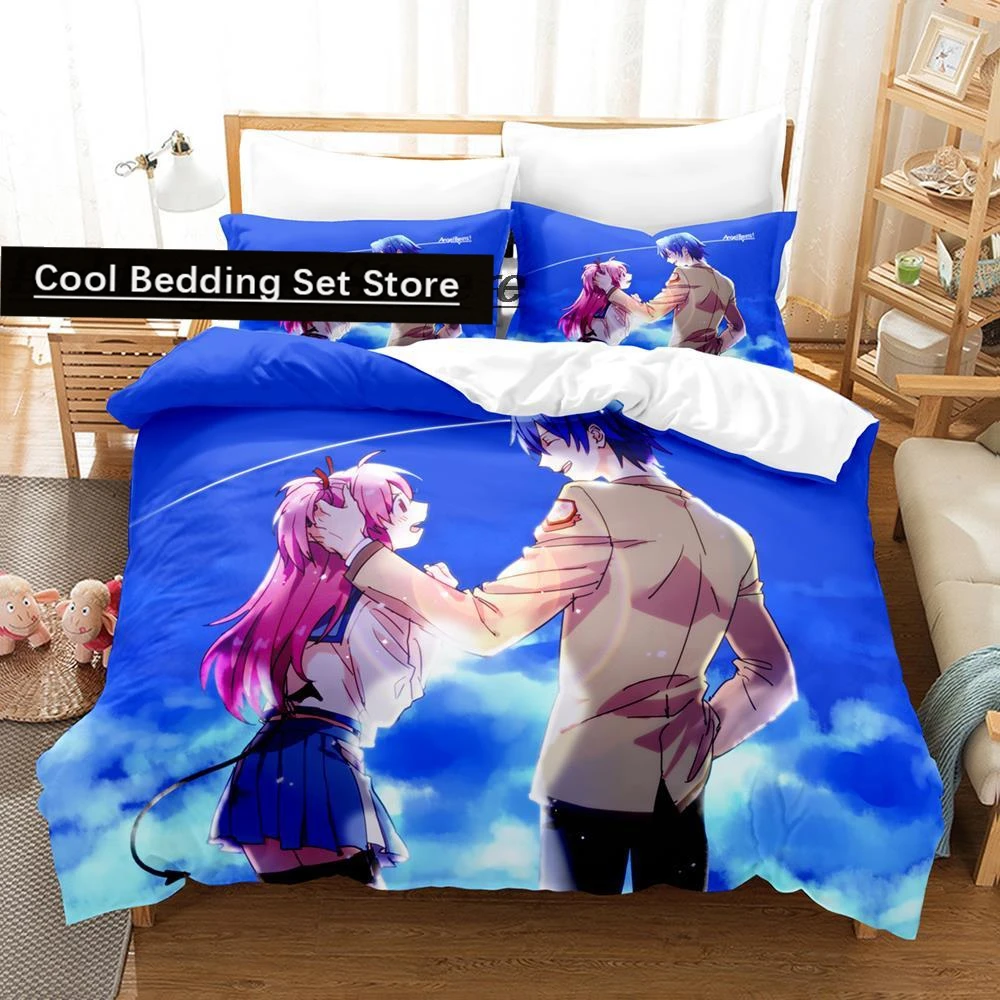 

2023 Angel Beats Bedding Set Single Twin Full Queen King Size Bed Set Aldult Kid Bedroom Duvetcover Sets Anime Bed Sheet Set