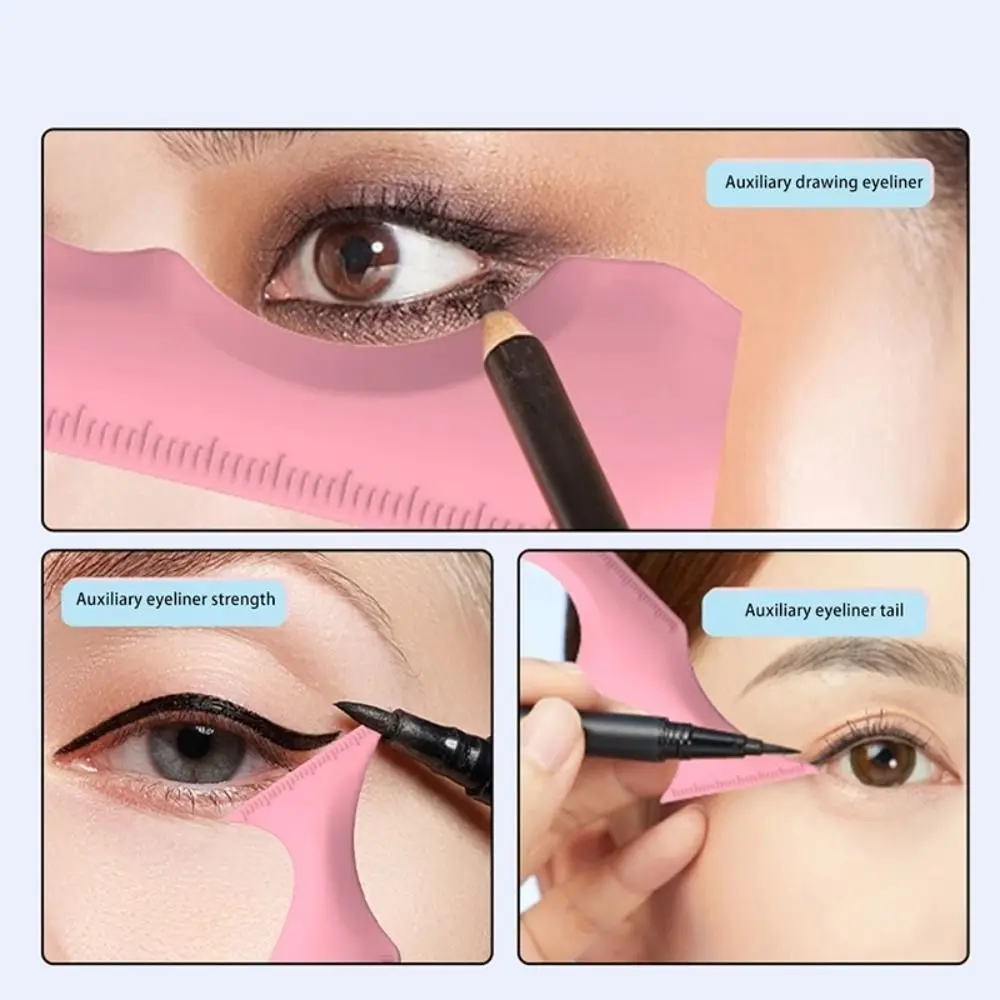 Draagbare Siliconen Eyeliner Liniaal Oogmake-Up Assisteren Wenkbrauw Vormgeven Schoonheid Liniaal Eyeliner Tool Wimper Verf Lippenstift Vrouwen Meisjes