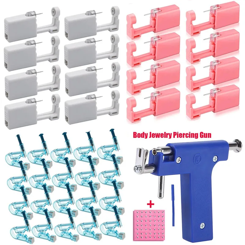 1/10PCS Ear Piercing Gun Kit Disposable Disinfect Safety Earring Piercer Machine Studs Nose CLip Body Jewelry Piercing Tools