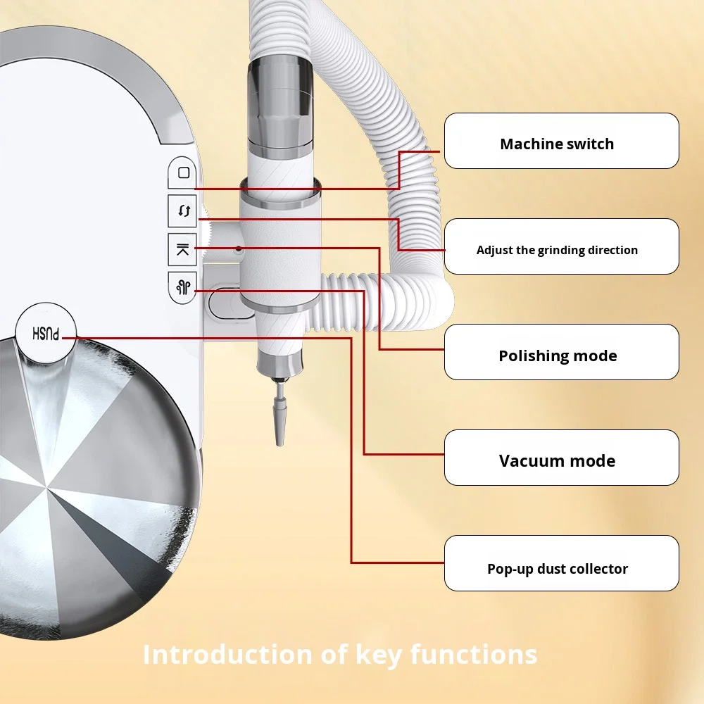 Professional Portable Rechargeable 2-in-1 Nail Drill Brushless Motor Low Noise Vacuum Cleaner Dust Collector for Nail Salons