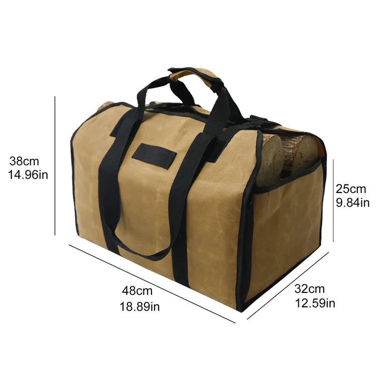 Firewood Log Carrier Tote Waterproof Logs Storage Bag Stove Accessory