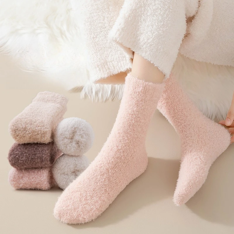 

9 Pairs Fleece Socks for Women Mid-Calf Length Thick Warm Fall Winter Home Sleeping Girl's Socks Thermal Socks Set Hosiery 2025