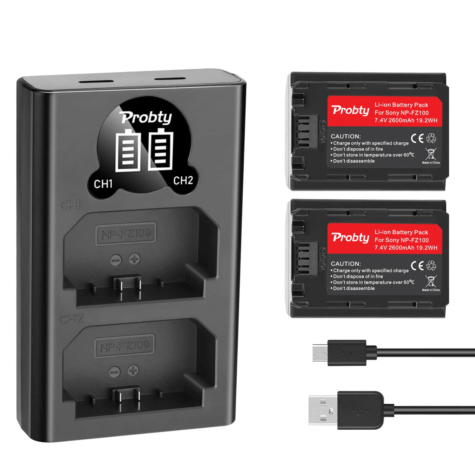 2600mAh NP-FZ100 NPFZ100 NP FZ100 แบตเตอรี่ + LED Charger สําหรับ Sony A6600 A7M3 A7RM3 A7R3 A9 a9R a7R a7c A7R4 ZV-E1 A7R III FX3 FX30