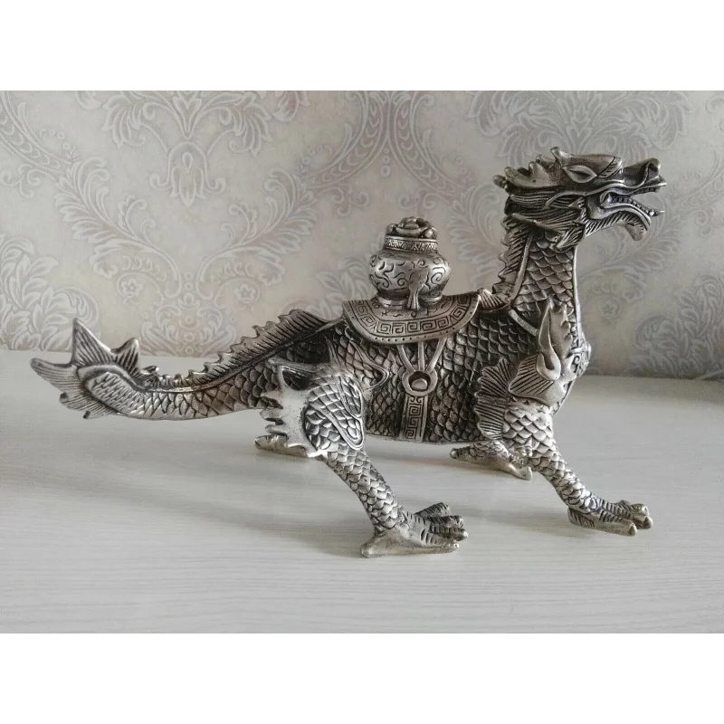 

Collectibles Huge Tibetan Silver Fortune Dragon Statue