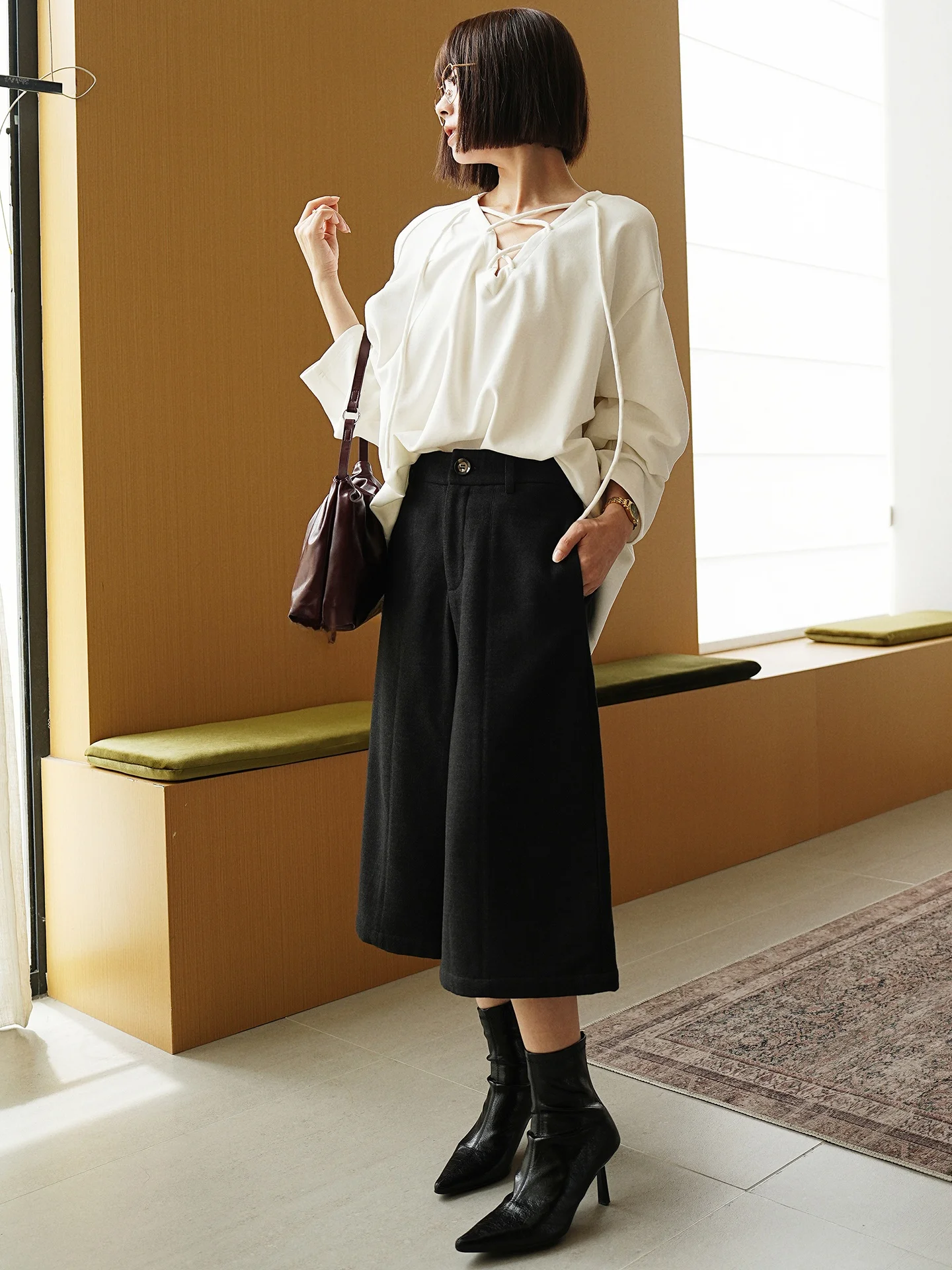 High Waist Wide Leg Pants Casual Seven Foot Commuter Loose Lazy Women's Autumn QCEO97NEW Minimalist Slimming Trousers